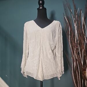 Elegant Cream Embroidered Women's Top
